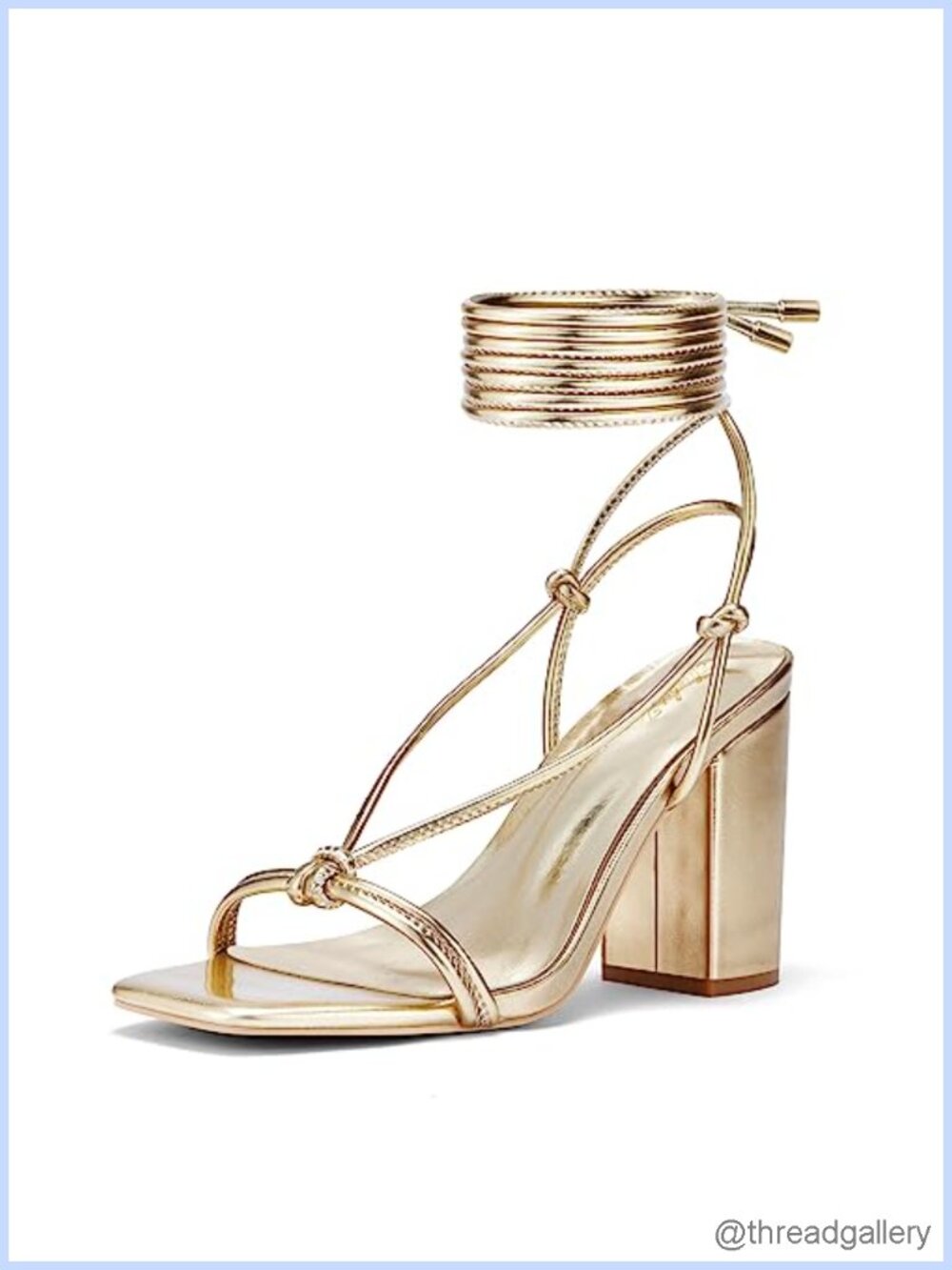 Elisabet Tang Women's Strappy Chunky Heels Sandals 3 Inch Low Block Heels Lace
